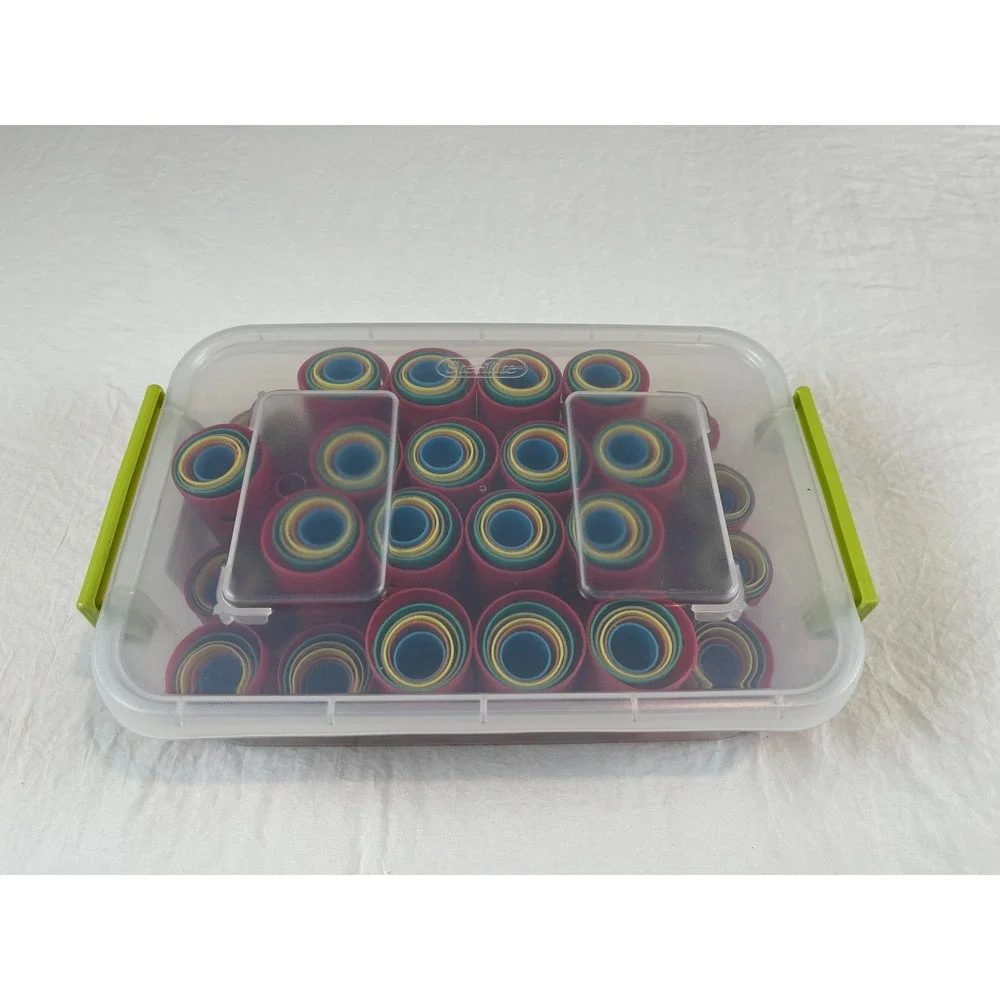 00405 - VTG Nesting Hair Curler Rollers Mod Set 144‎ Pieces with Case Plastic